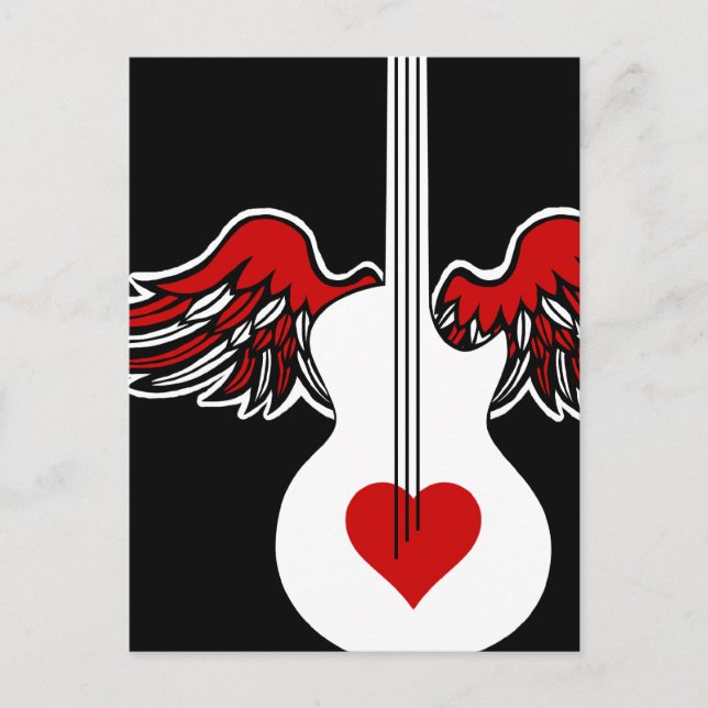Flying Heart Guitar Postcard (Front)
