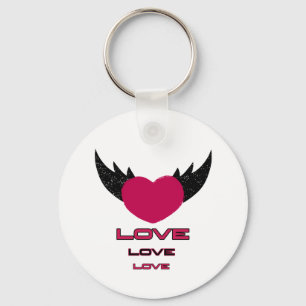 Flying heart key ring
