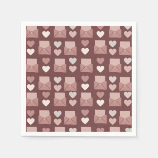 flying hearts, love envelopes and mobile phones napkin