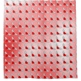 Flying Hearts Tilt Shower Curtain