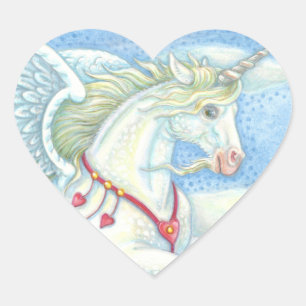 FLYING HEARTS UNICORN, PEGASUS HORSE STICKER Sheet