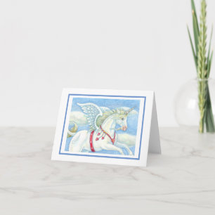 FLYING HEARTS UNICORN, PEGASUS NOTE CARD Blank