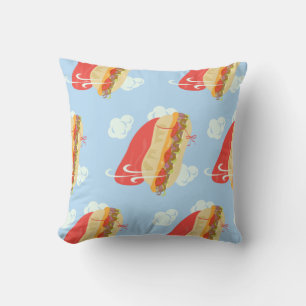 Flying Hero Sandwich Fun Caped Cartoon Cushion