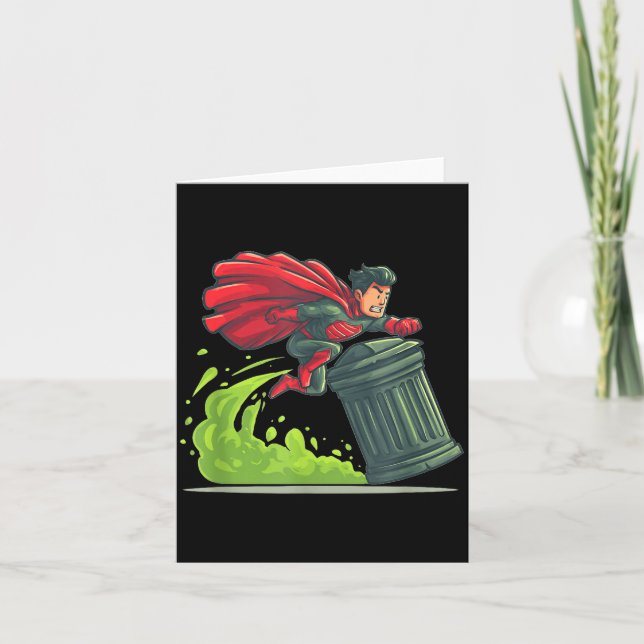 Flying Hero With Trash Can Costume For Take Out Th Card (Front)