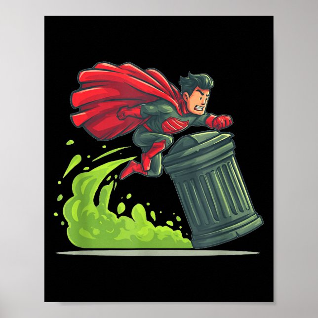 Flying Hero With Trash Can Costume For Take Out Th Poster (Front)