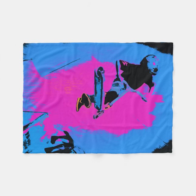Flying High Air Stunt Scooter Fleece Blanket (Front (Horizontal))