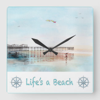 Flying High at Low Tide Square Wall Clock