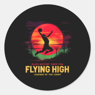 Flying High Black History Basketball Legends Tee Classic Round Sticker