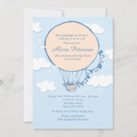 Flying High Boy Baby Shower Custom Invitation