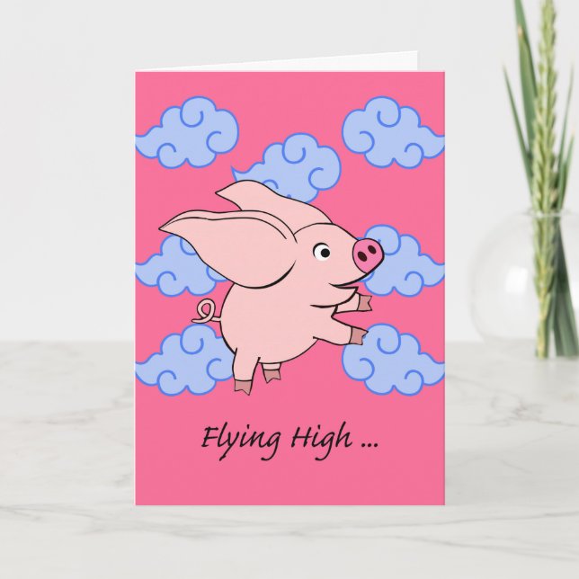 Flying High in the Year of the Pig New Year Card (Front)