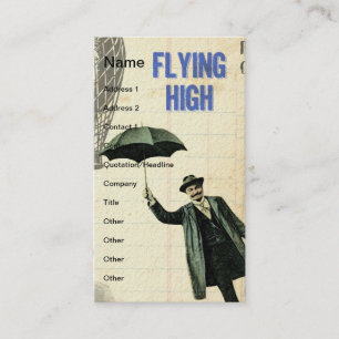 Flying High Steampunk Collage Business Card