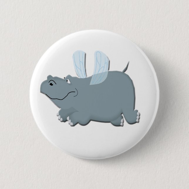 Flying Hippo 6 Cm Round Badge (Front)