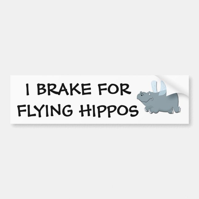 Flying Hippo Bumper Sticker (Front)