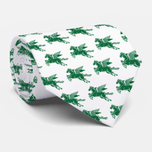Flying Horse - Forest Green and White on White Tie