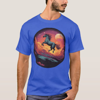 Flying Horse in Purple Sunset retro T-Shirt