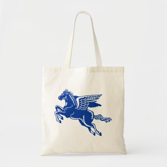 Flying Horse - Navy Blue and White Tote Bag (Front)