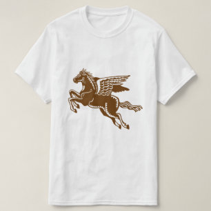 Flying Horse - Walnut Brown and White T-Shirt