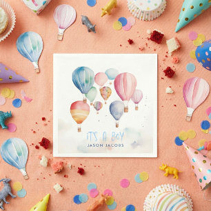 Flying hot air balloons its a boy paper fun napkin