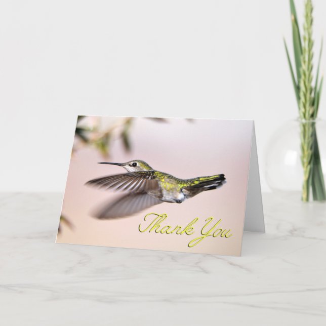 Flying Hummingbird Photo Thank You Note Card (Front)