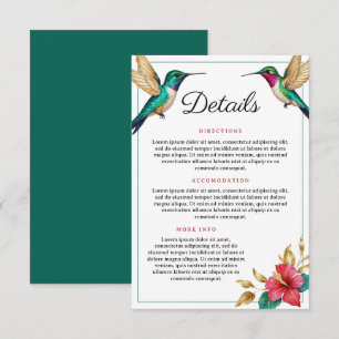 Flying Hummingbirds Red Tropical Flower Wedding Enclosure Card
