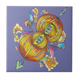 Flying infinity tile.psychedelic butterfly. ceramic tile