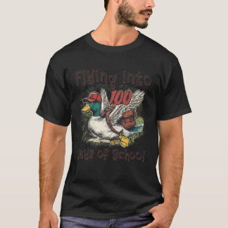 Flying Into 100 Days of School Duck Hunting 100th T-Shirt