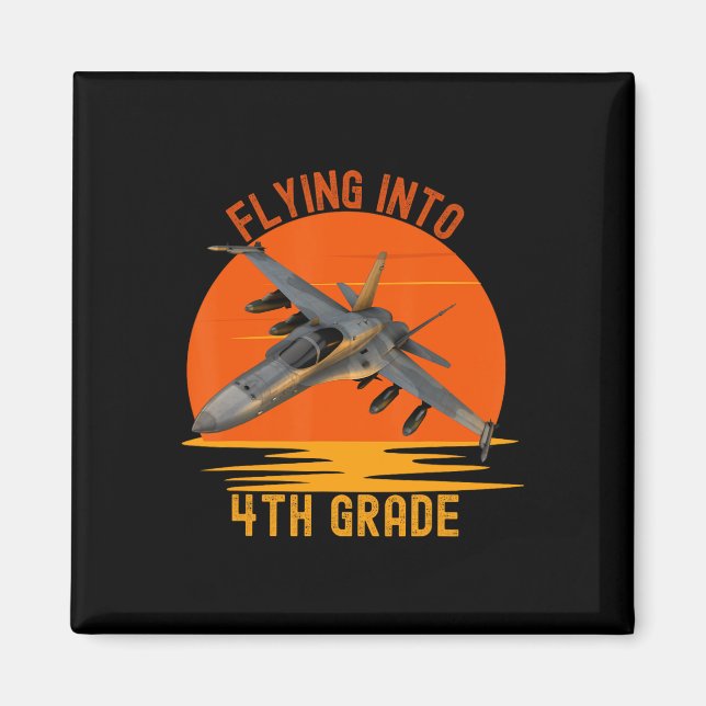 Flying Into 4th Grade Boys Back To School Jet Grap Magnet (Front)