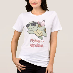 Flying Is a Mindset – Cute Turtle with Wings Inspi Tri-Blend Shirt