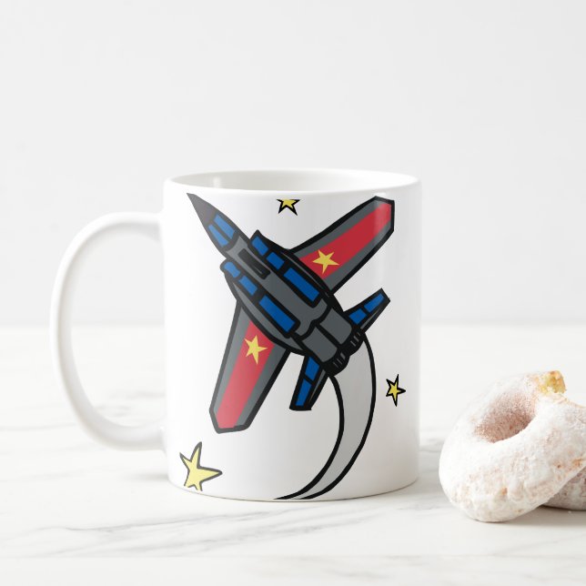 Flying Jet Plane Coffee Mug (With Donut)