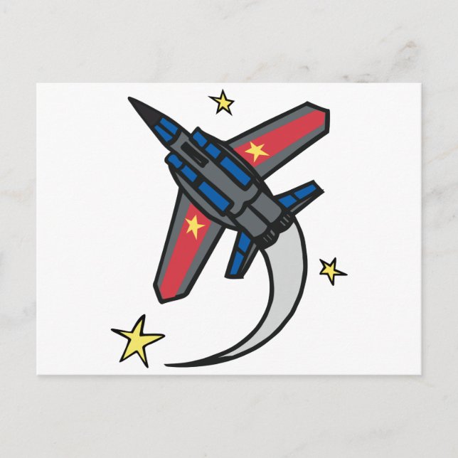 Flying Jet Plane Postcard (Front)