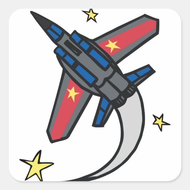Flying Jet Plane Square Sticker (Front)