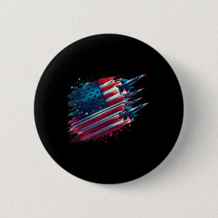Flying Jets American Flag Usa Patriotic 4th Of Jul 6 Cm Round Badge