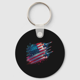 Flying Jets American Flag Usa Patriotic 4th Of Jul Key Ring
