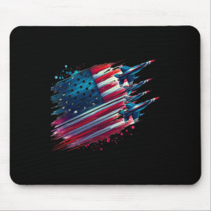 Flying Jets American Flag Usa Patriotic 4th Of Jul Mouse Pad