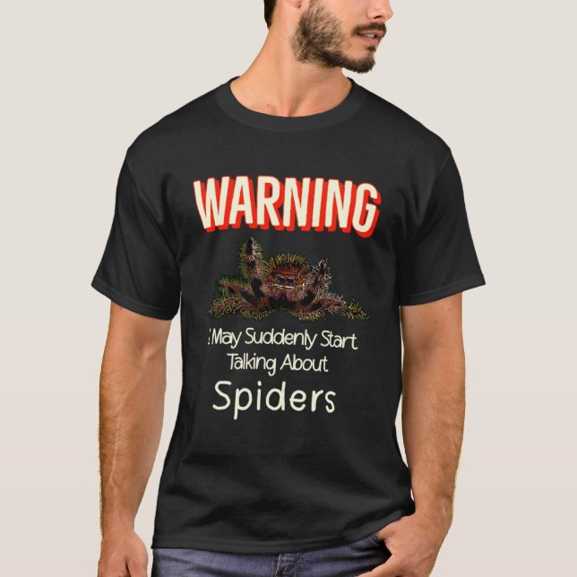 Flying Jumping Spider Warning Spooder Mom Spooder  T-Shirt (Front)