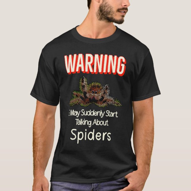 Flying Jumping Spider Warning Spooder Mom Spooder  T-Shirt (Front)