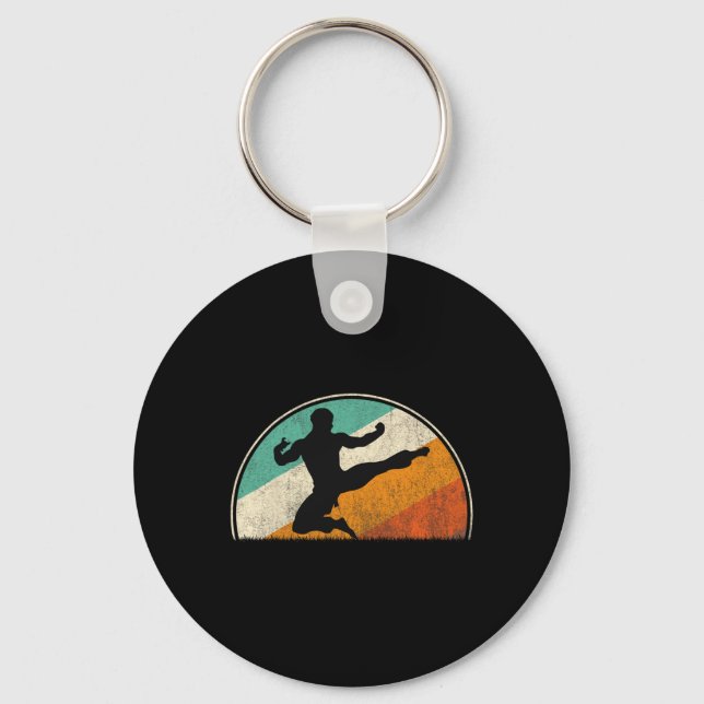 Flying Kick Silhouette  Key Ring (Front)