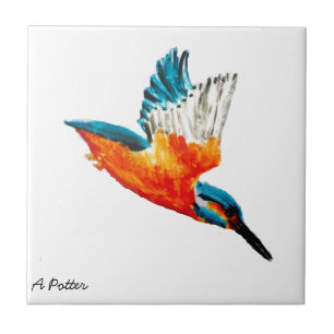 Flying Kingfisher Art Tile