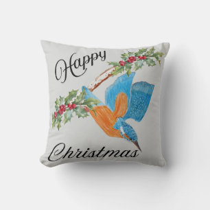 Flying Kingfisher  Christmas  Cushion