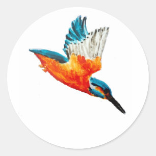 Flying Kingfisher Classic Round Sticker
