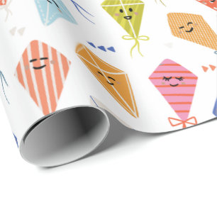 Flying kites nursery family wrapping paper