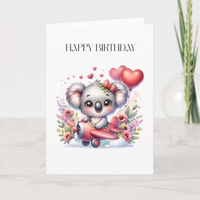 Flying Koala Birthday Card (Front)