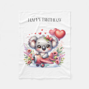 Flying Koala Birthday Fleece Blanket
