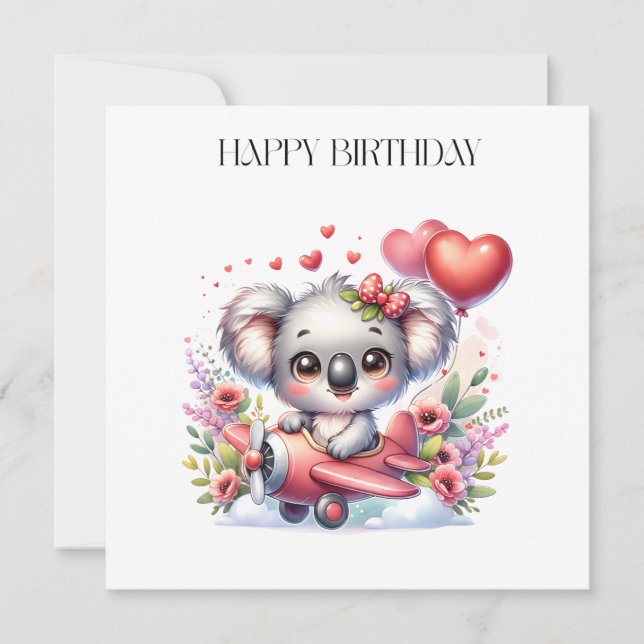 Flying Koala Birthday Invitation (Front)