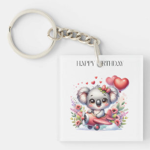 Flying Koala Birthday Key Ring