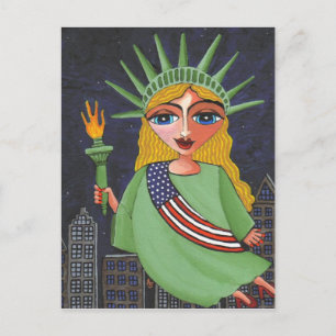 Flying Lady Liberty - postcard