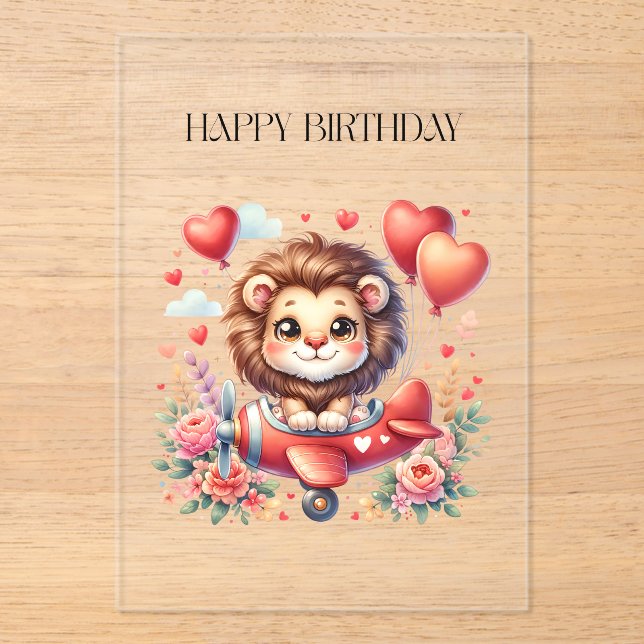 Flying Lion Birthday Acrylic Invitations (Front)