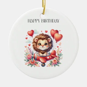 Flying Lion Birthday Ceramic Ornament