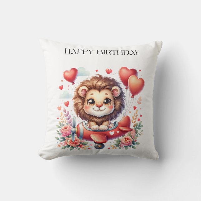 Flying Lion Birthday Cushion (Front)