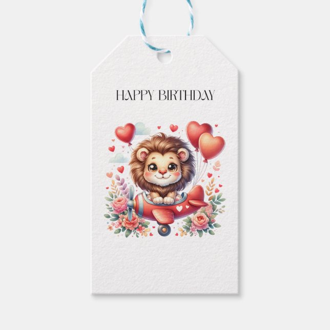 Flying Lion Birthday Gift Tags (Front)